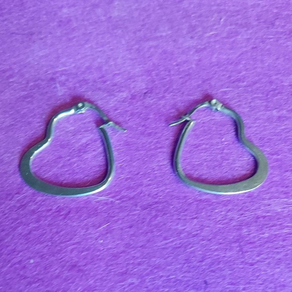 Silver Heart Hoop Earrings